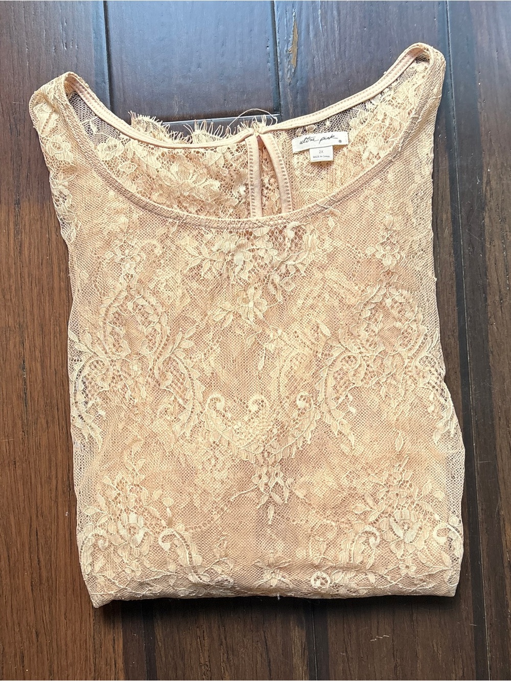 Ultra Pink Sheer Lace Blouse in Blush XXL Coquette Y2K Southern Belle - Picture 7 of 7